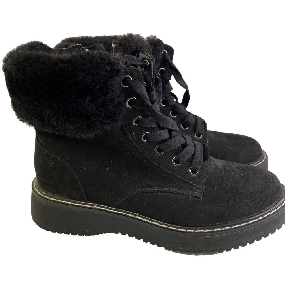 Madden Boots Womens Size‎ 6.5 Black Kymber Side Zip Faux Suede